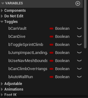 Toggleable Climbing Component Variables